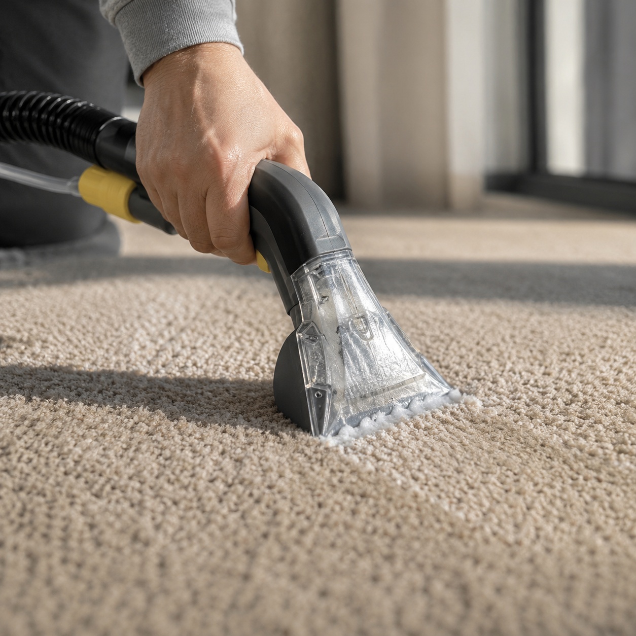 Kärcher Puzzi 8/1 cleaning attachment in use
